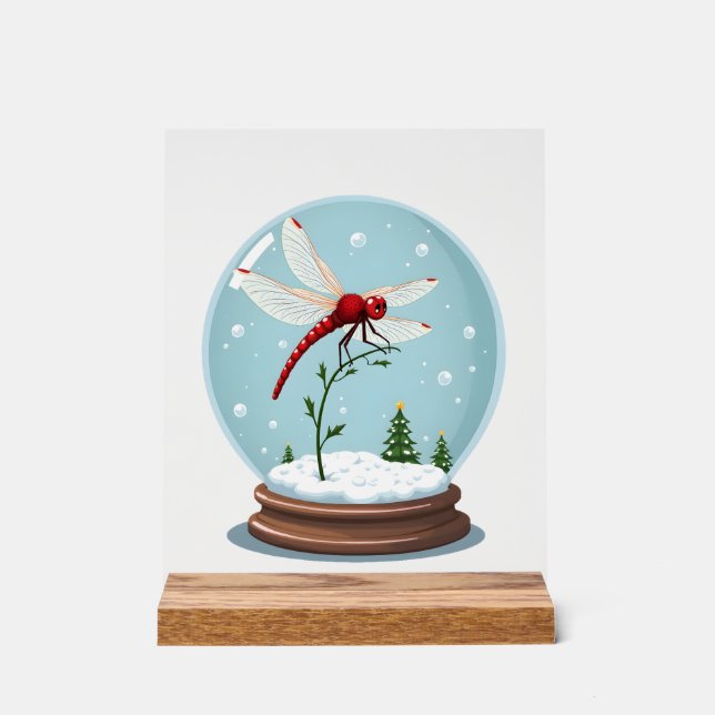 Snow Globe Dragonfly Acrylic Sign (Front)