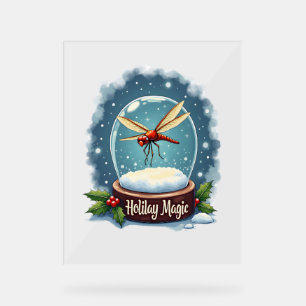 Snow Globe Dragonfly Acrylic Sign