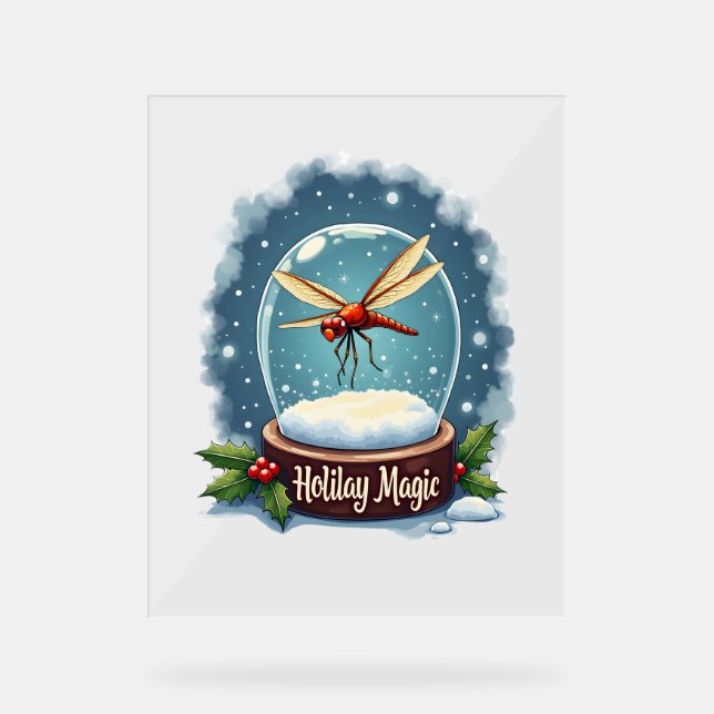 Snow Globe Dragonfly Acrylic Sign (Front)