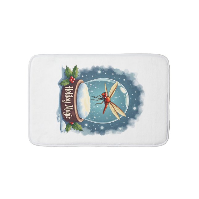 Snow Globe Dragonfly Bath Mat (Front)
