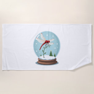 Snow Globe Dragonfly Beach Towel