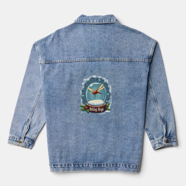 Snow Globe Dragonfly Denim Jacket (Back)