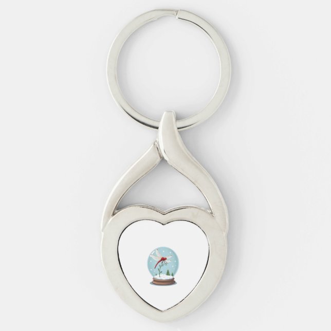 Snow Globe Dragonfly Keychain (Front)