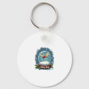 Snow Globe Dragonfly Keychain