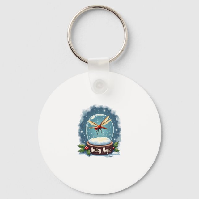 Snow Globe Dragonfly Keychain (Front)