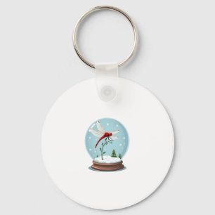 Snow Globe Dragonfly Keychain