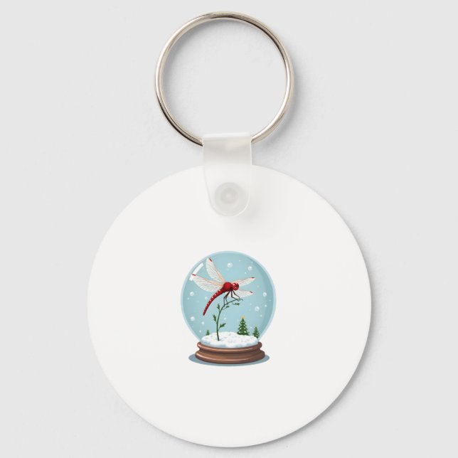 Snow Globe Dragonfly Keychain (Front)