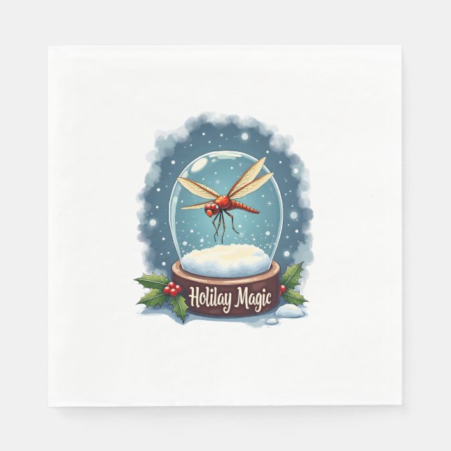 Snow Globe Dragonfly Napkin (Front)