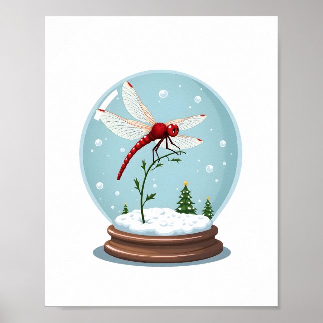 Snow Globe Dragonfly Poster (Front)