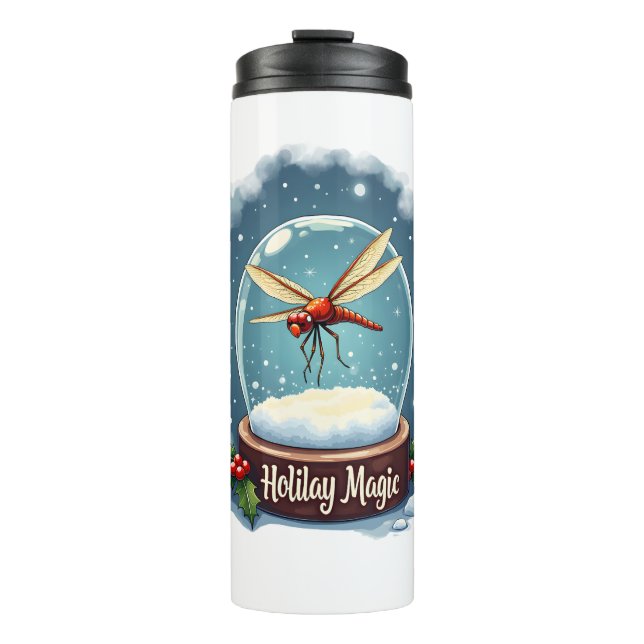 Snow Globe Dragonfly Thermal Tumbler (Front)