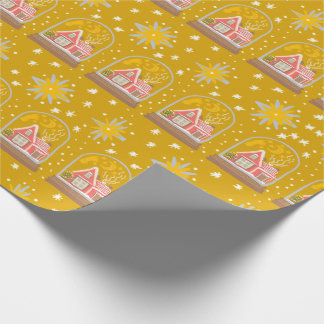 Snow Globe Gingerbread House Christmas Wrapping Paper