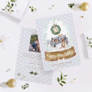 Snow Globe Grey Couch Home Pet Sitting Business Holiday Card