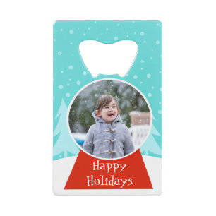 Snow Globe Holiday Photo Bottle Opener Wallet Bottle Opener