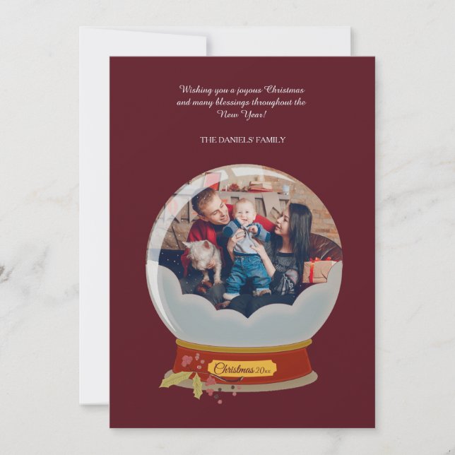 Snow Globe Holiday Photo Card (Front)