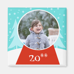 Snow Globe Holiday Photo Magnet