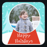 Snow Globe Holiday Photo Stickers<br><div class="desc">Shake it up this holiday season with these customizable Snow Globe Holiday Photo Stickers! The design features a snow globe sitting in a scene so perfect it is usually only seen in a snow globe. The globe has a red base and a ball ready for your favourite photo. Simply replace...</div>