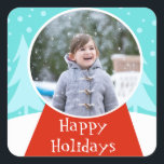 Snow Globe Holiday Photo Stickers<br><div class="desc">Shake it up this holiday season with these customizable Snow Globe Holiday Photo Stickers! The design features a snow globe sitting in a scene so perfect it is usually only seen in a snow globe. The globe has a red base and a ball ready for your favourite photo. Simply replace...</div>