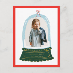 Snow Globe Illustration Holiday Photo Postcard