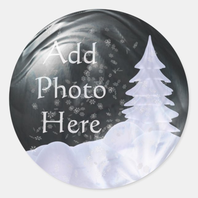 Snow Globe Photo Placement Classic Round Sticker (Front)