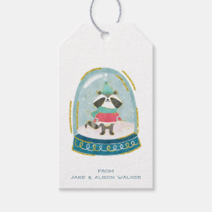Snow Globe Raccoon Gift Tags