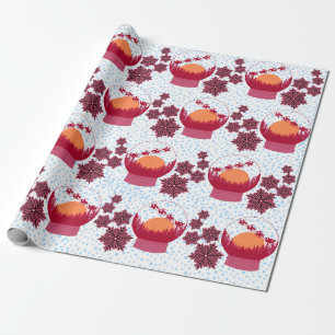 Snow globe red wrapping paper 