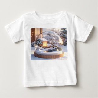 Snow Globe Serenity – Japanese House in Winter Sti Baby T-Shirt