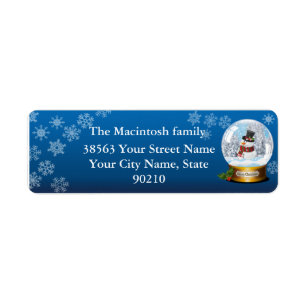 Snow Globe Snow Man Return Address Label