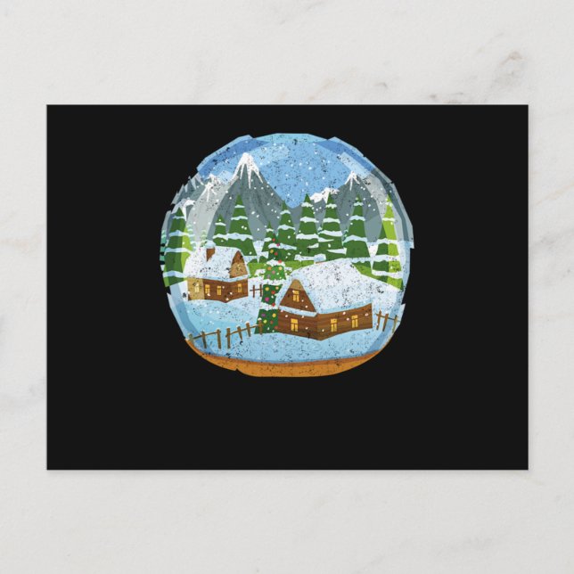 Snow Globe Snowglobe Christmas Holidays Pine Trees Postcard (Front)