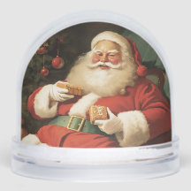 Snow Globe Vintage Santa Merry Christmas