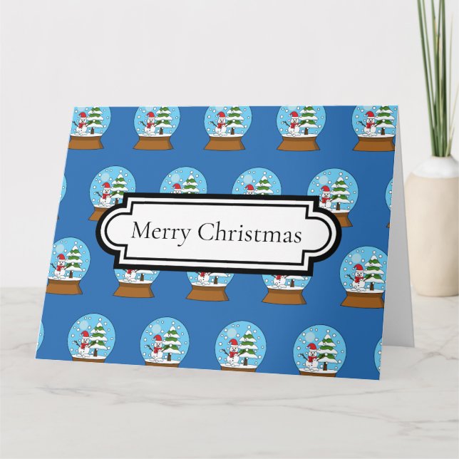Snow Globe w/ Snowman and Pine Tree | Personalize Card (Front)