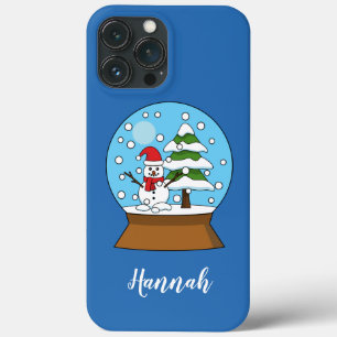 Snow Globe w/ Snowman and Pine Tree   Personalize iPhone 13 Pro Max Case