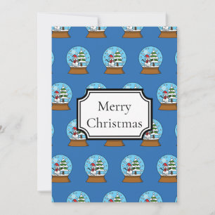 Snow Globe w/ Snowman and Pine Tree Personalize Holiday Card