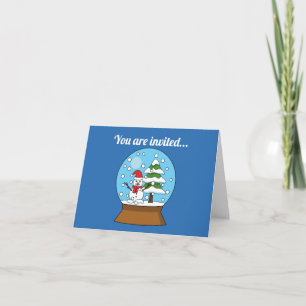 Snow Globe w/ Snowman and Pine Tree Personalize Invitation