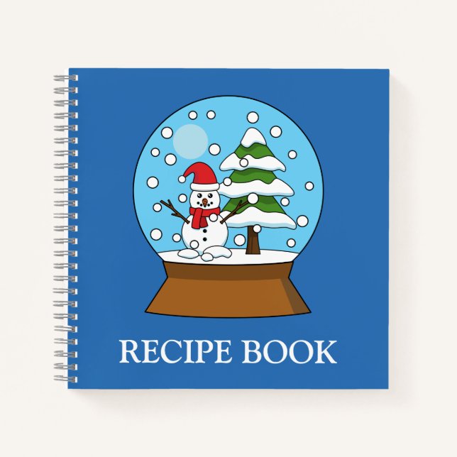 Snow Globe w/ Snowman and Pine Tree | Personalize Notebook (Front)