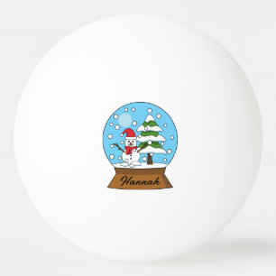 Snow Globe w/ Snowman and Pine Tree   Personalize Ping Pong Ball