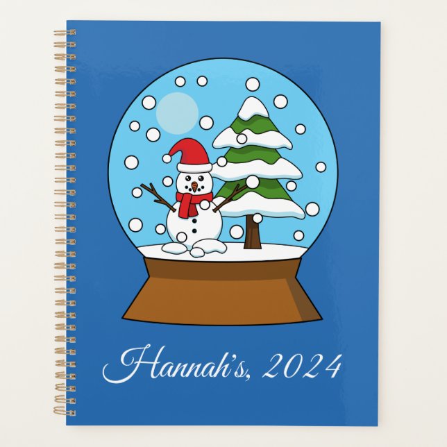 Snow Globe w/ Snowman and Pine Tree | Personalize Planner (Front)