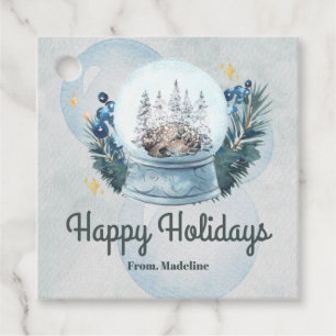 Snow globe watercolor Christmas holiday gift tags