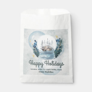 Snow globe watercolor Christmas holiday gift tags Favour Bag