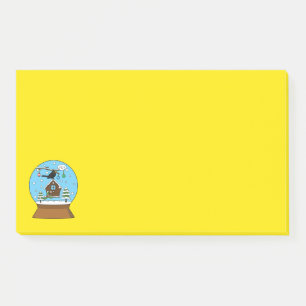 Snow Globe with Blackbird Singing Post-it Notes