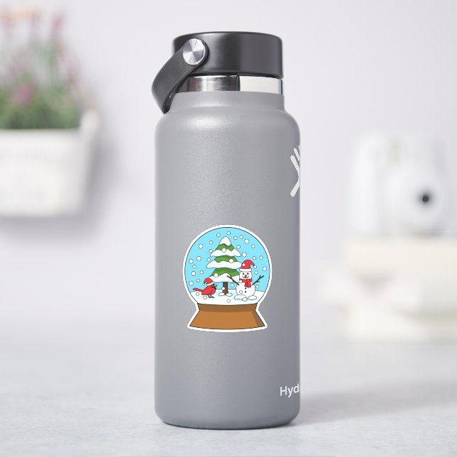 Snow Globe with Cardinal Snowman and Pine Tree (HydroFlask)