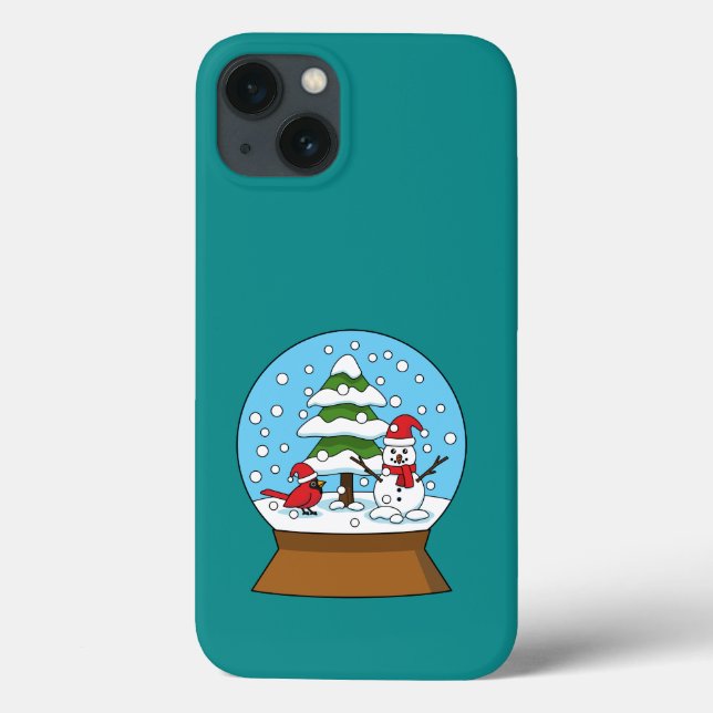 Snow Globe with Cardinal Snowman and Pine Tree Case-Mate iPhone Case (Back)