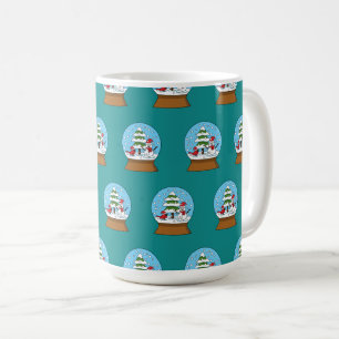 Snow Globe with Cardinal Snowman and Pine Tree Coffee Mug