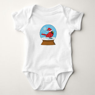 Snow Globe with Cute Red Cardinal Baby Bodysuit