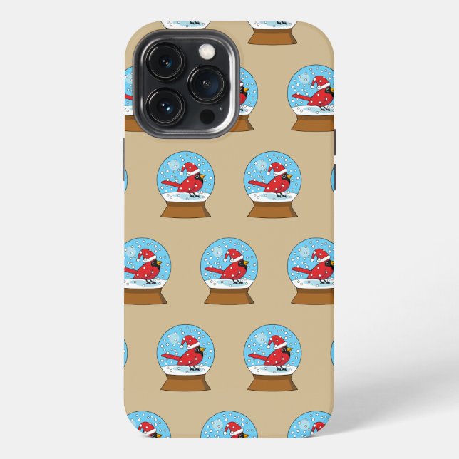 Snow Globe with Cute Red Cardinal iPhone Case (Back)