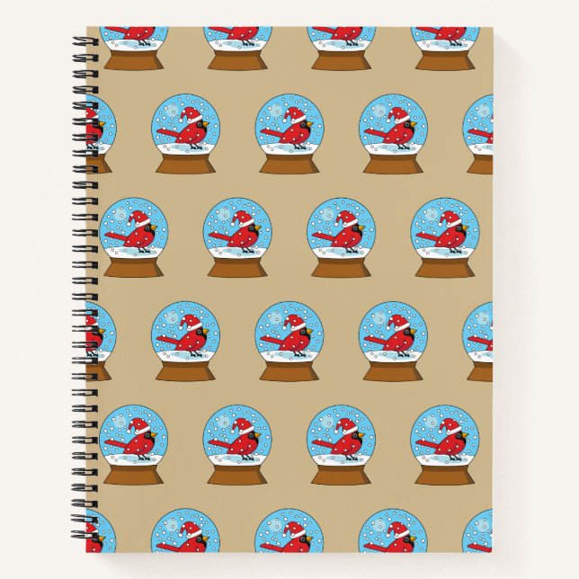 Snow Globe with Cute Red Cardinal Notebook (Front)