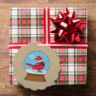 Snow Globe with Cute Red Cardinal Ornament Card