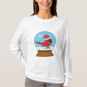 Snow Globe with Cute Red Cardinal T-Shirt