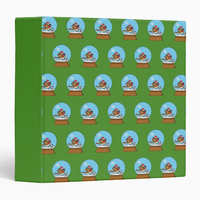 Snow Globe with Cute Sparrow Playing Soccer Binder (Front/Spine)