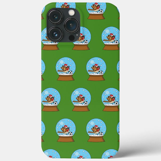 Snow Globe with Cute Sparrow Playing Soccer Case-Mate iPhone Case (Back)