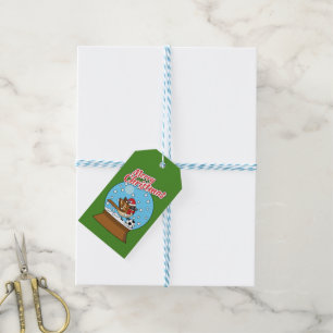 Snow Globe with Cute Sparrow Playing Soccer Gift Tags